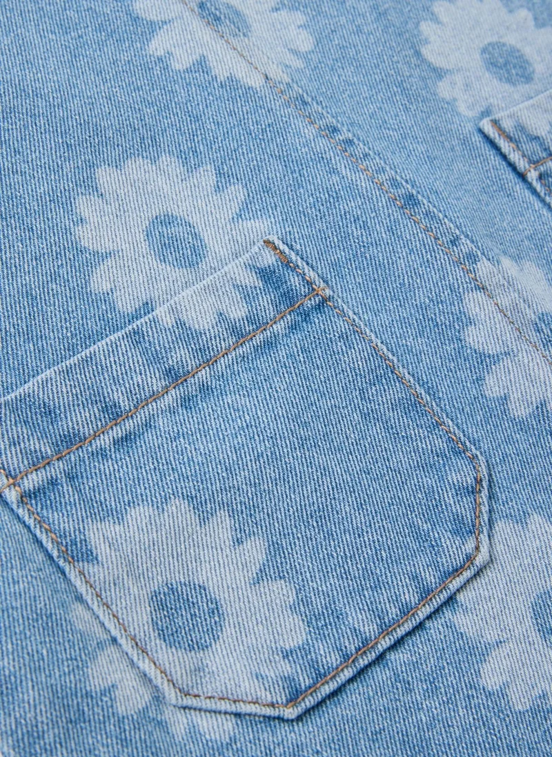 Matalan Girls Floral Denim Top & Pinafore Set